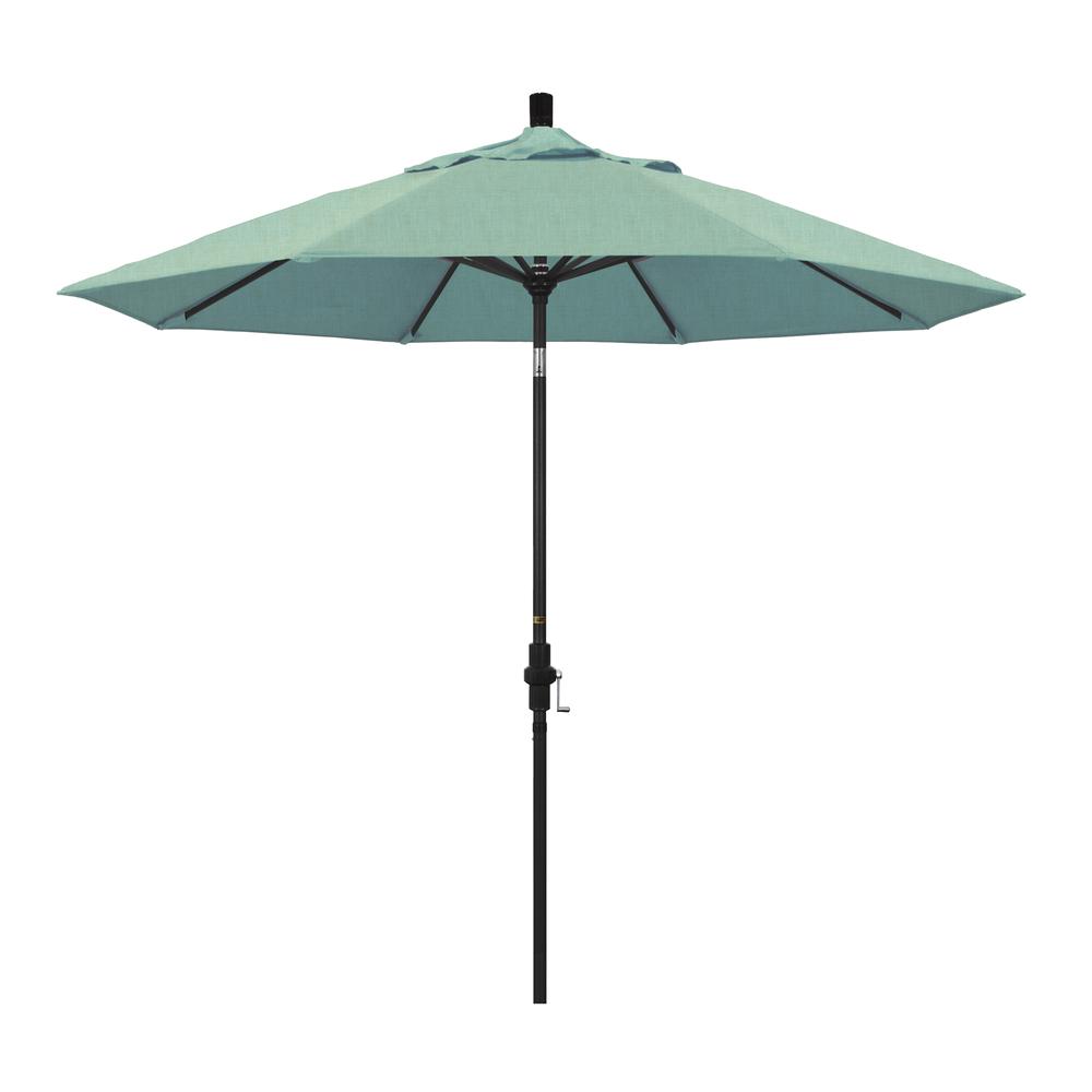 9' Golden State Series Patio Umbrella With Stone Black Aluminum Pole Aluminum Ribs Collar Tilt Crank Lift With Sunbrella 1A Spa Fabric. Picture 1