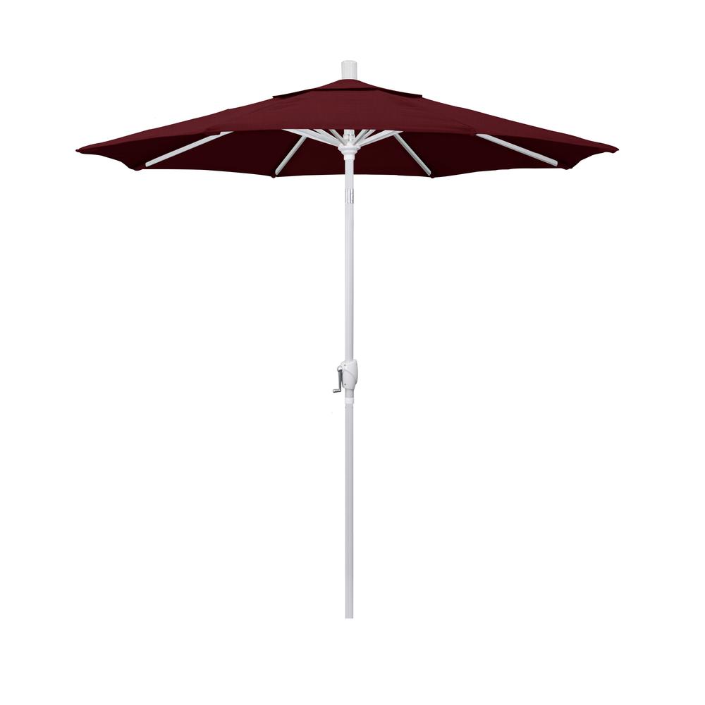 7.5' Pacific Trail Series Patio Umbrella With Matted White Aluminum Pole Aluminum Ribs Push Button Tilt Crank Lift With Sunbrella 1A Spectrum Ruby Fabric. The main picture.