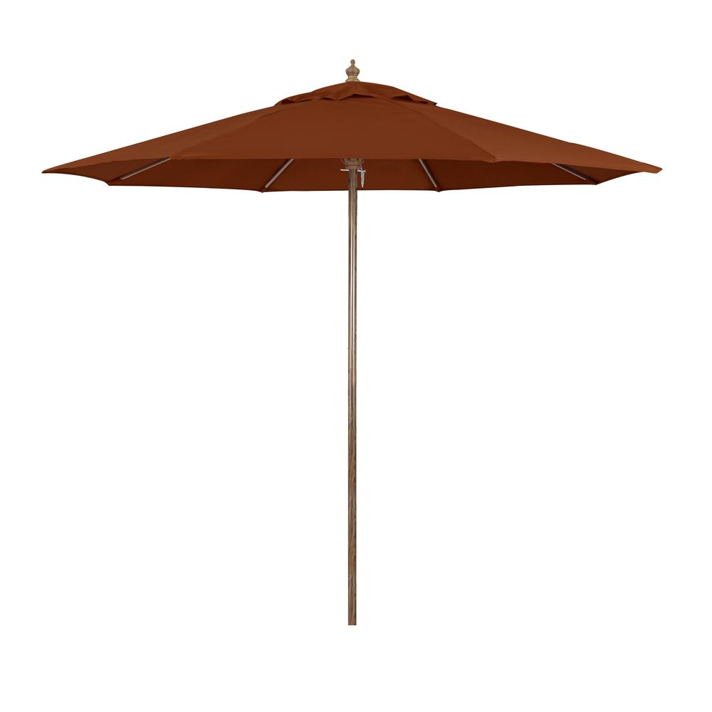 9-Foot Wood-Grained Steel Market Patio Umbrella. Picture 1
