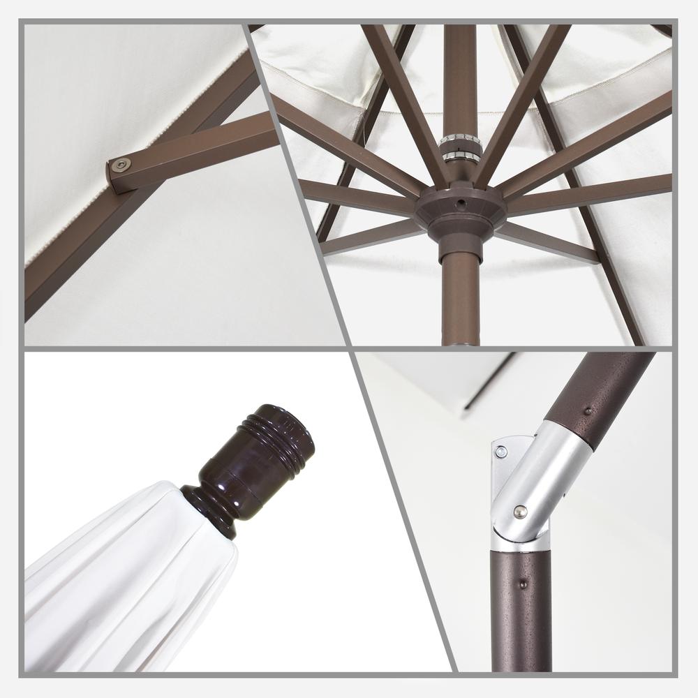 9' Sunset Series Patio Umbrella With Bronze Aluminum Pole Aluminum Ribs Auto Tilt Crank Lift With Sunbrella 1A Spectrum Mist Fabric. Picture 3
