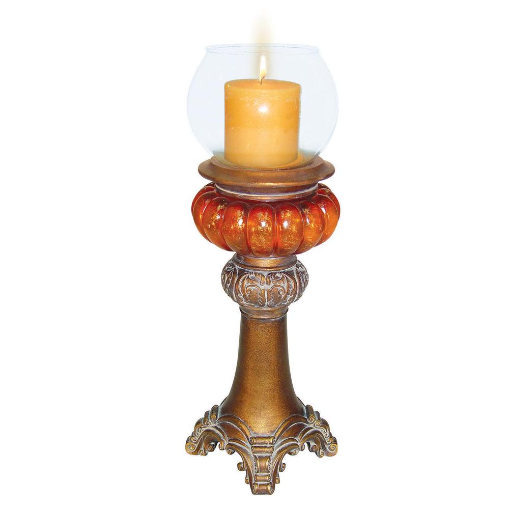 Gold Amber Candle Holder. Picture 1