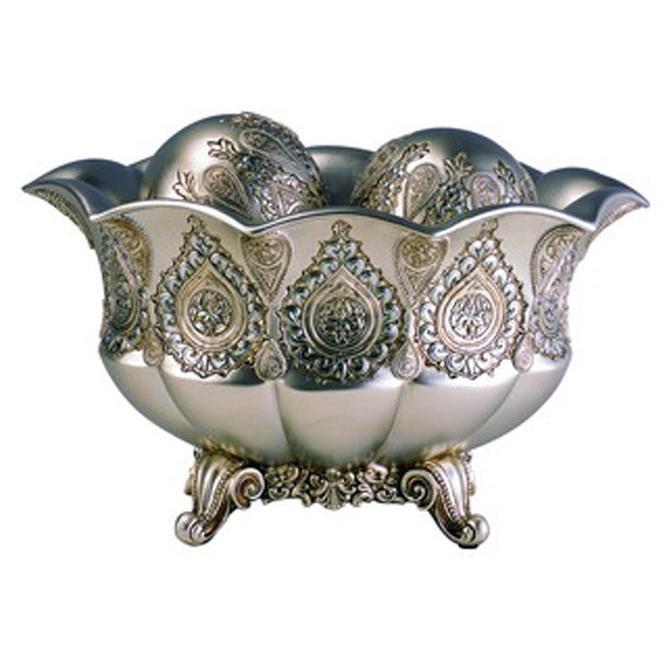 Silver Paisley Bowl With  Spheres. Picture 1