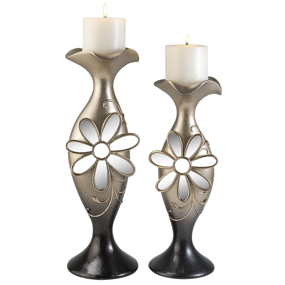 Floral Glamour Candle Holder Set. Picture 1