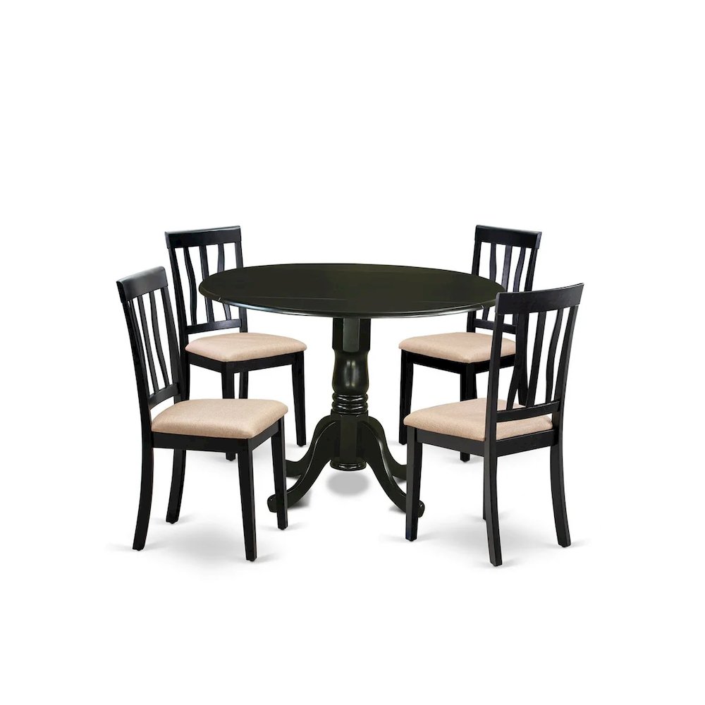DLAN5-BLK-C 5 PC Table set - Dining Table and 4 Kitchen Dining Chairs. Picture 1