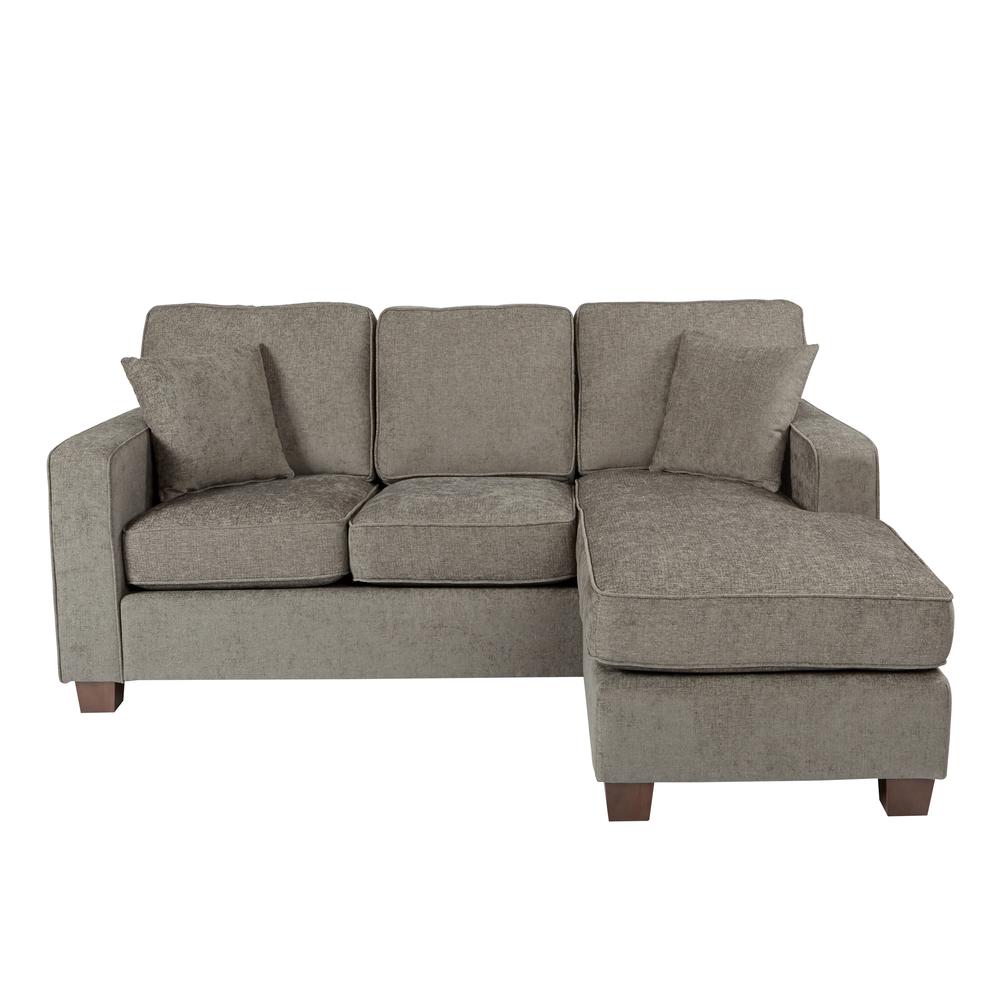Russell Sectional in Taupe fabric with 2 Pillows and Coffee Finished Legs, RSL55-SK335. Picture 3