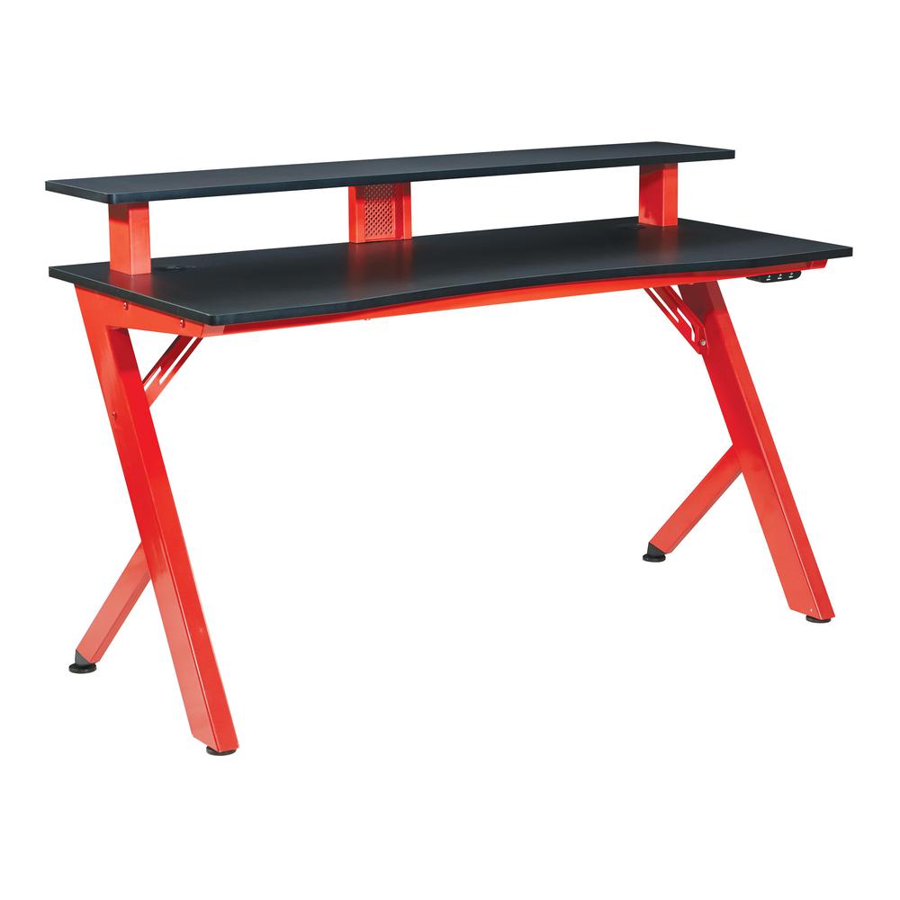 Area51 Battlestation Gaming Desk with Matte Red Legs, ARE25-RD. Picture 1