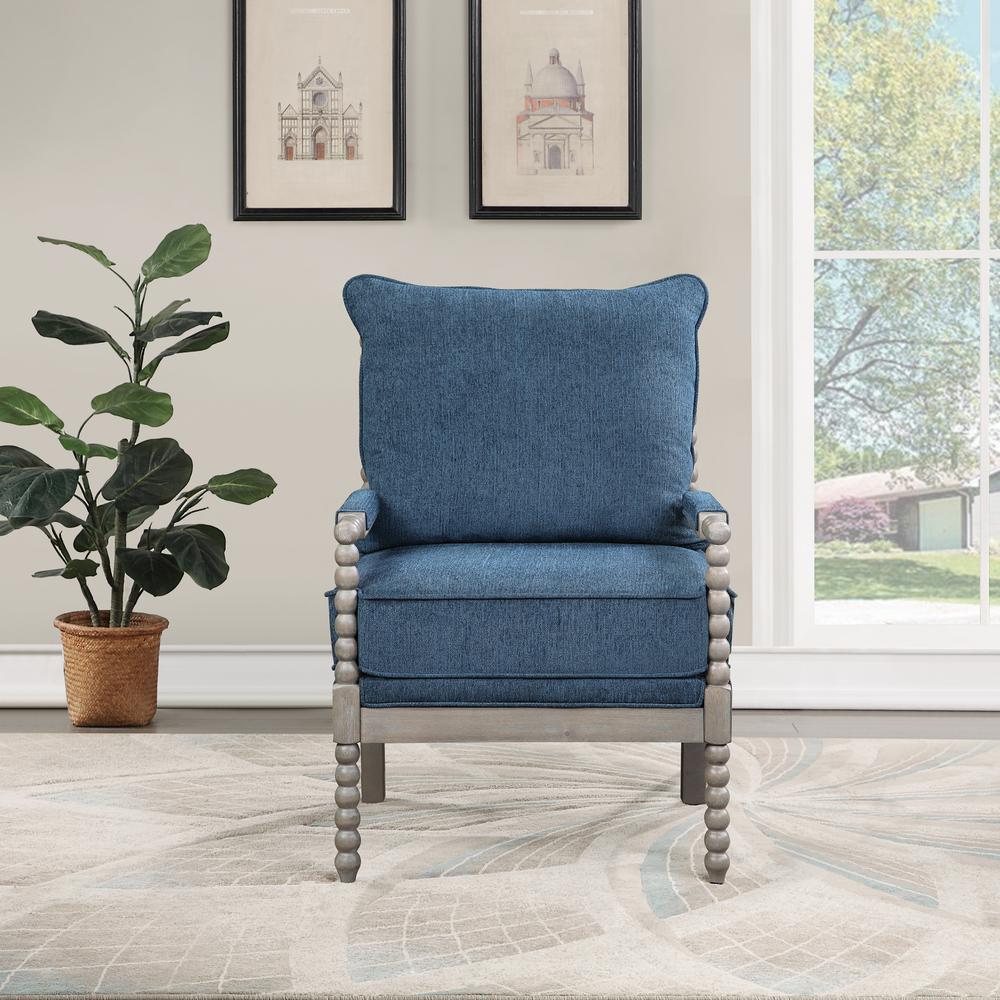 Abbott Chair in Azure Fabric with Brushed Grey Base K/D, ABB-BY4. Picture 6