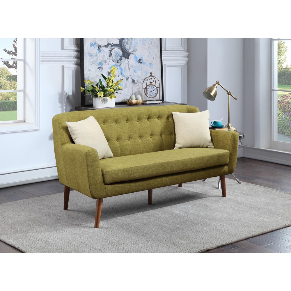 Mill Lane Mid-Century Modern 68” Tufted Sofa in Green Fabric, MLL53-M17. Picture 5