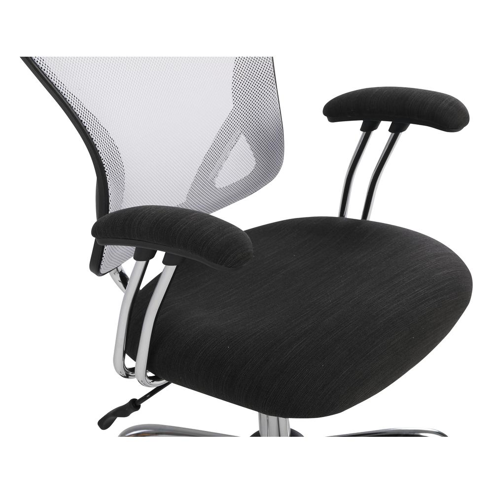 Gianna Task Chair with White Mesh Back and Linen Black Seat. Picture 9