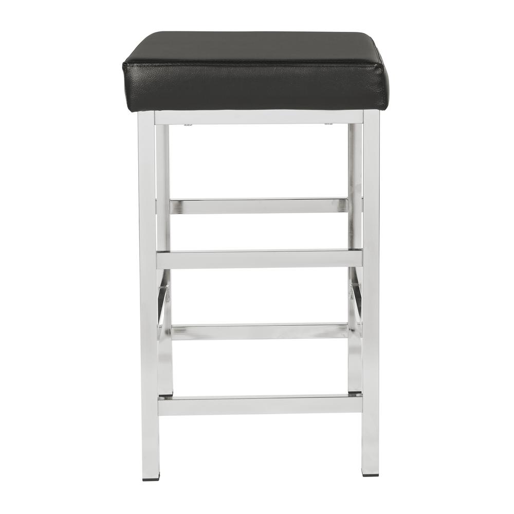 26" Backless Stool in Black Fabric with Polished Chromes Legs, MET1326C-BK. Picture 2