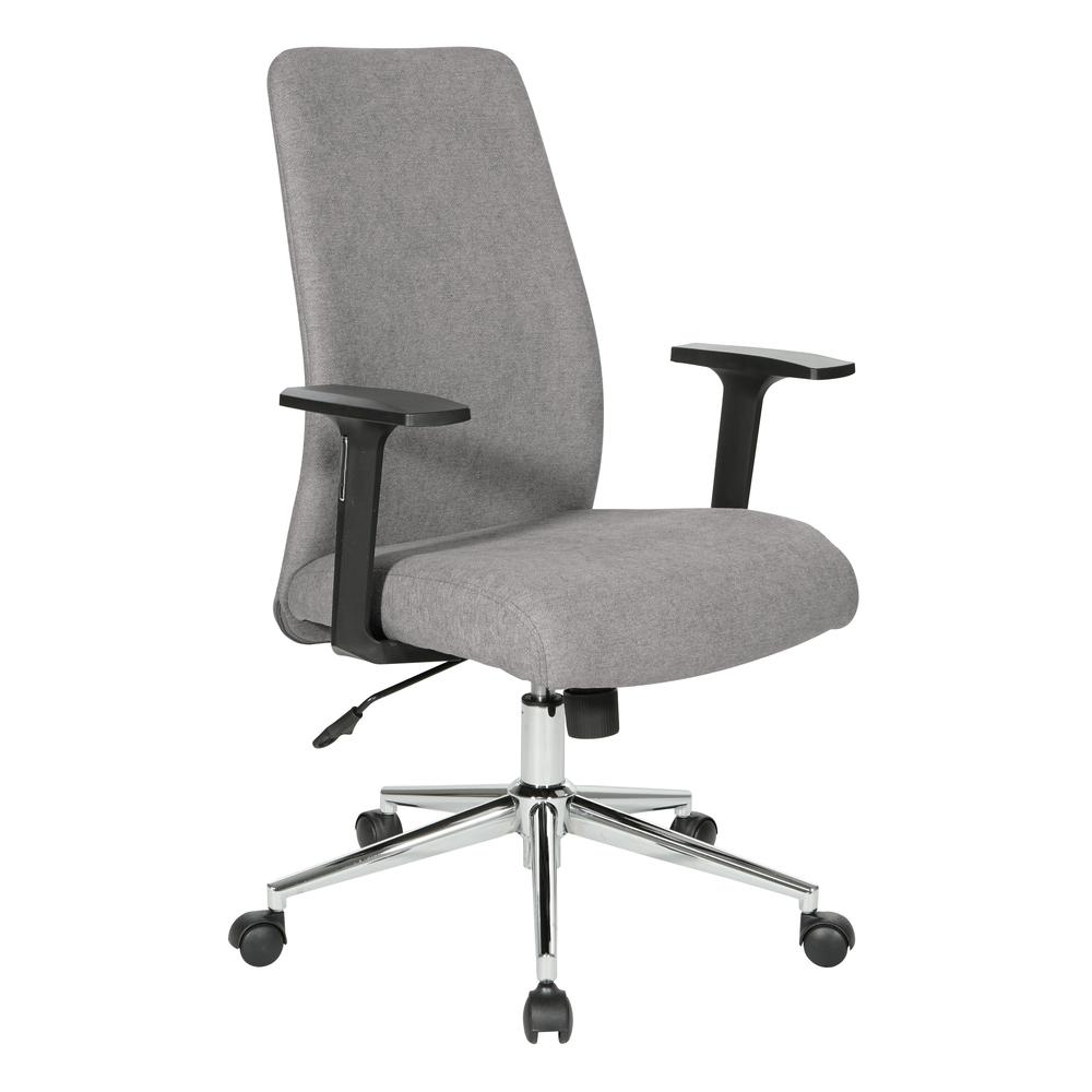 Evanston Office Chair in Fog Fabric with Chrome Base, EVA26-E17. Picture 1