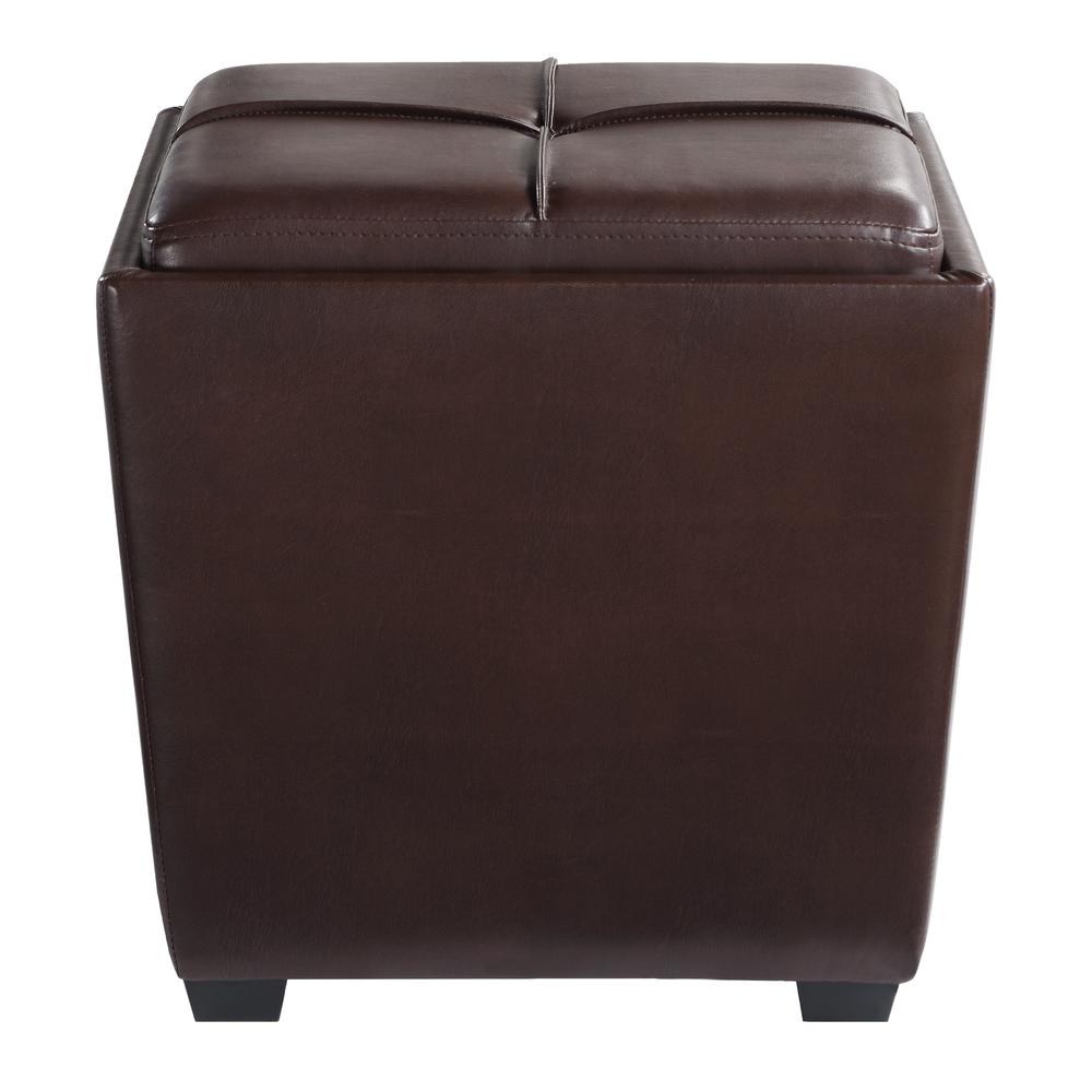Rockford Storage Ottoman in Cocoa Faux Leather, RCK361-PD24. Picture 3
