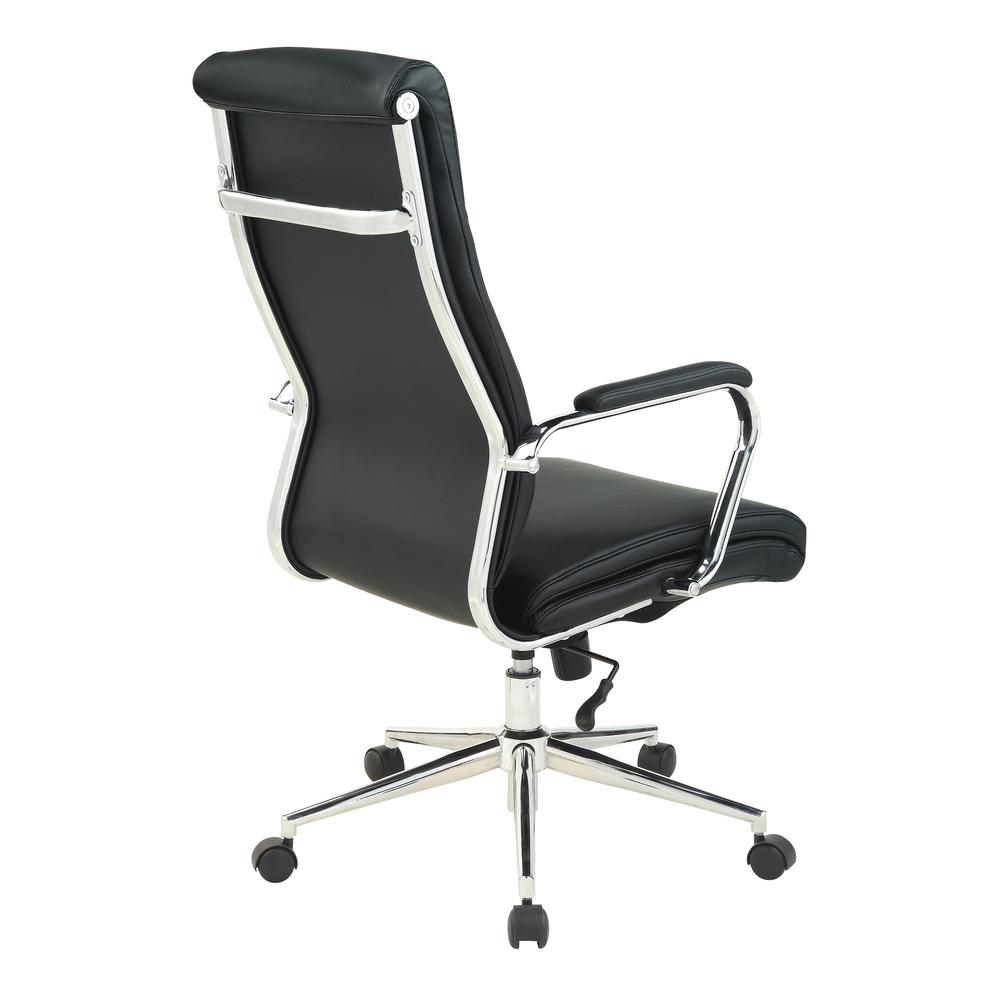 High Back Manager's Chair with Dillon Black Antimicrobial Fabric and Chrome Base. Picture 5