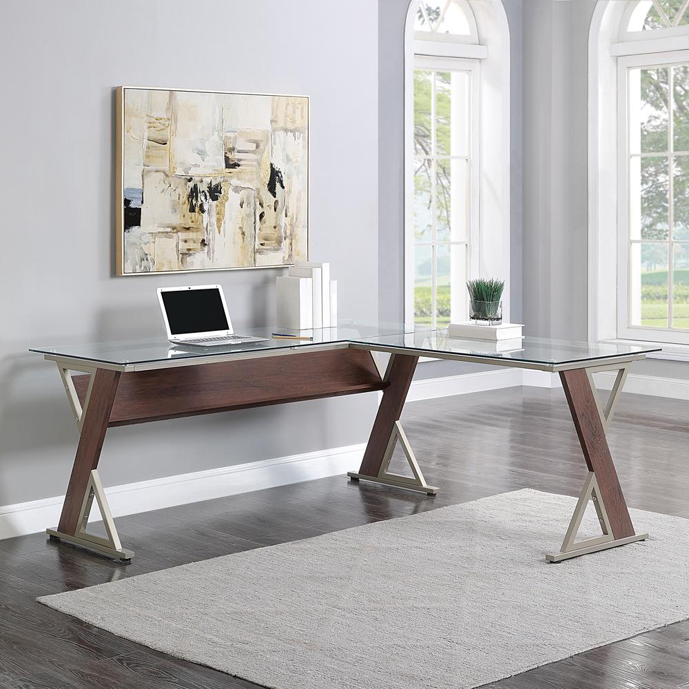 Zenos L-Shape Desk in Traditional Cherry. Picture 6