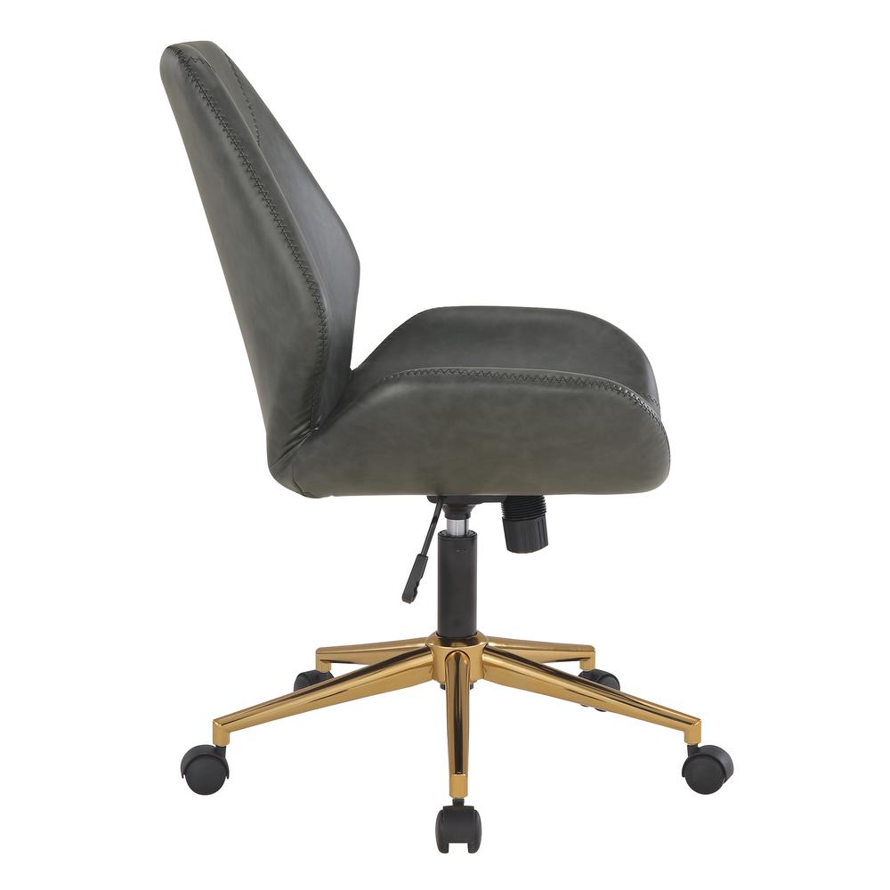 Reseda Office Chair in Black Faux Leather with Gold Base. Picture 5