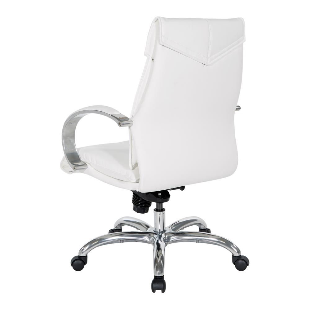 Deluxe Mid Back Executive Chair in Dillon Snow with Polished Aluminum Base and Padded Polished Aluminum Arms, 7251-R101. Picture 2
