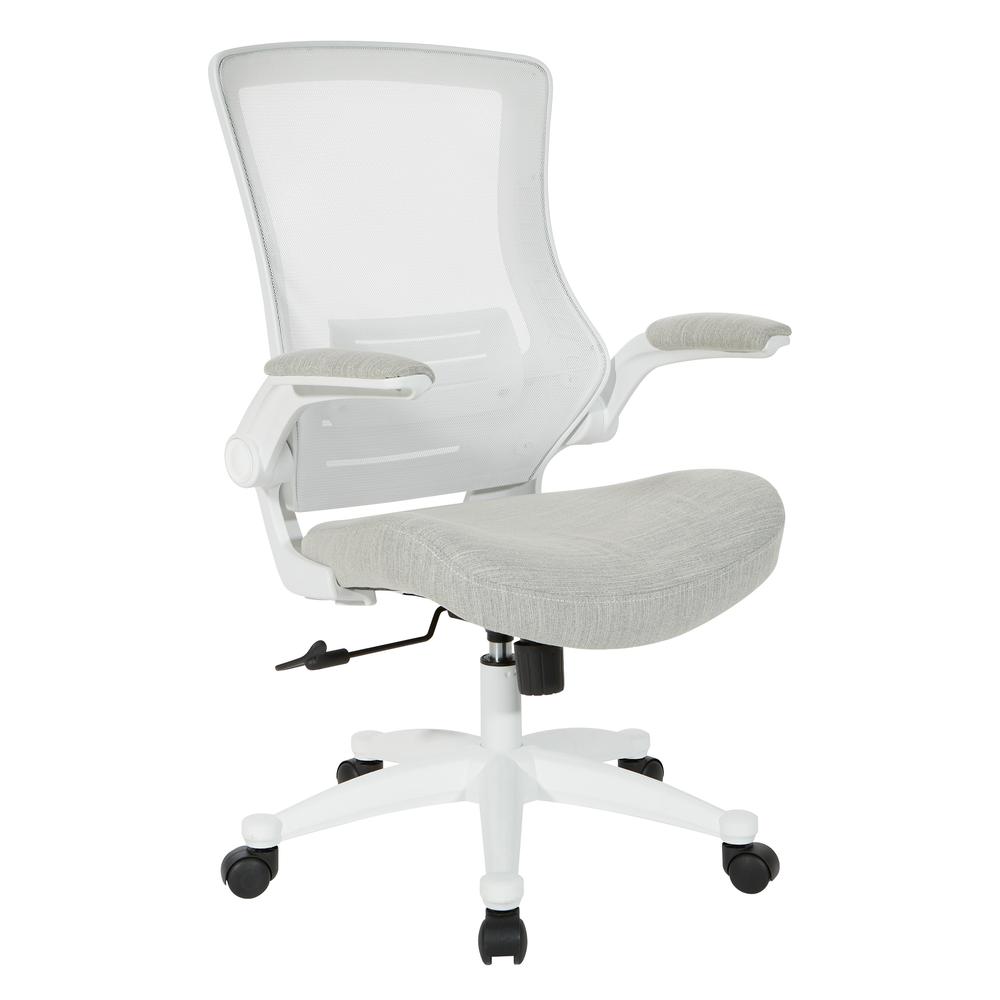 White Screen Back Manager's Chair in Linen Stone Fabric, EM60926WH-F22. Picture 1