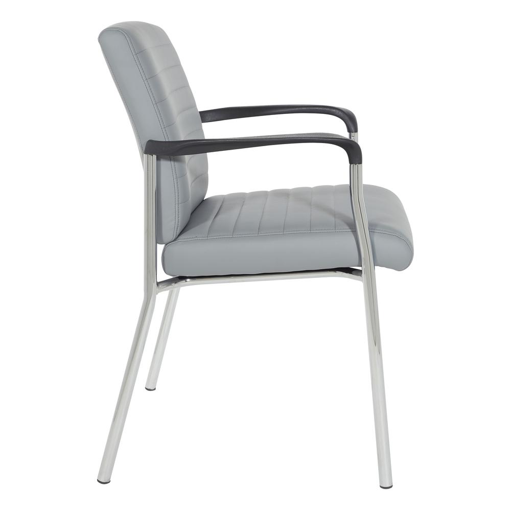 Guest Chair in Charcoal Grey Faux Leather with Chrome Frame, FL38610C-U42. Picture 3