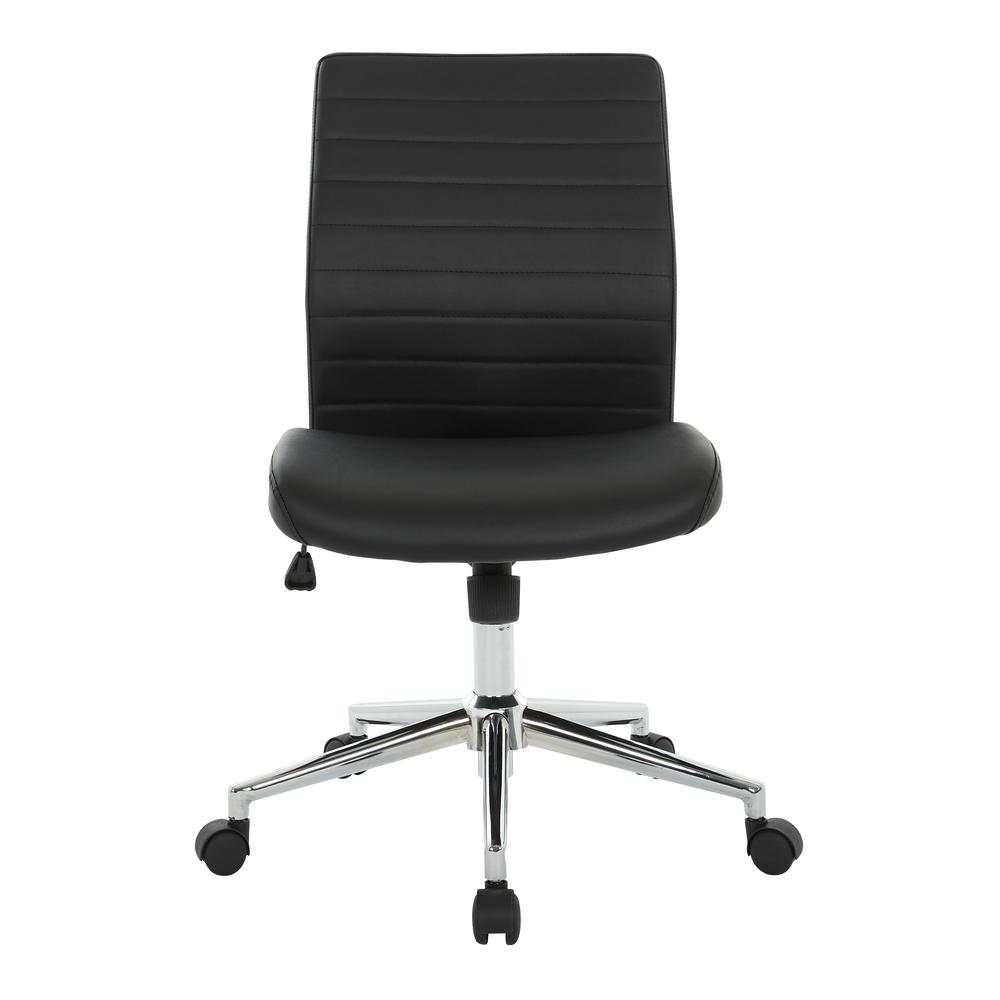 Mid-Back Managers Chair in Black Bonded Leather with Chrome Finish Base, EC51830MC-EC03. Picture 2