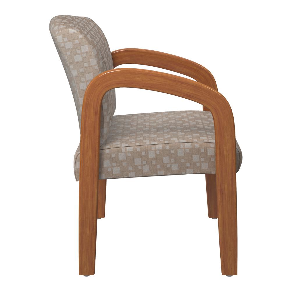 Medium Oak Finish Wood Visitor Chair in City Park Birch fabric, WD380-K106. Picture 2
