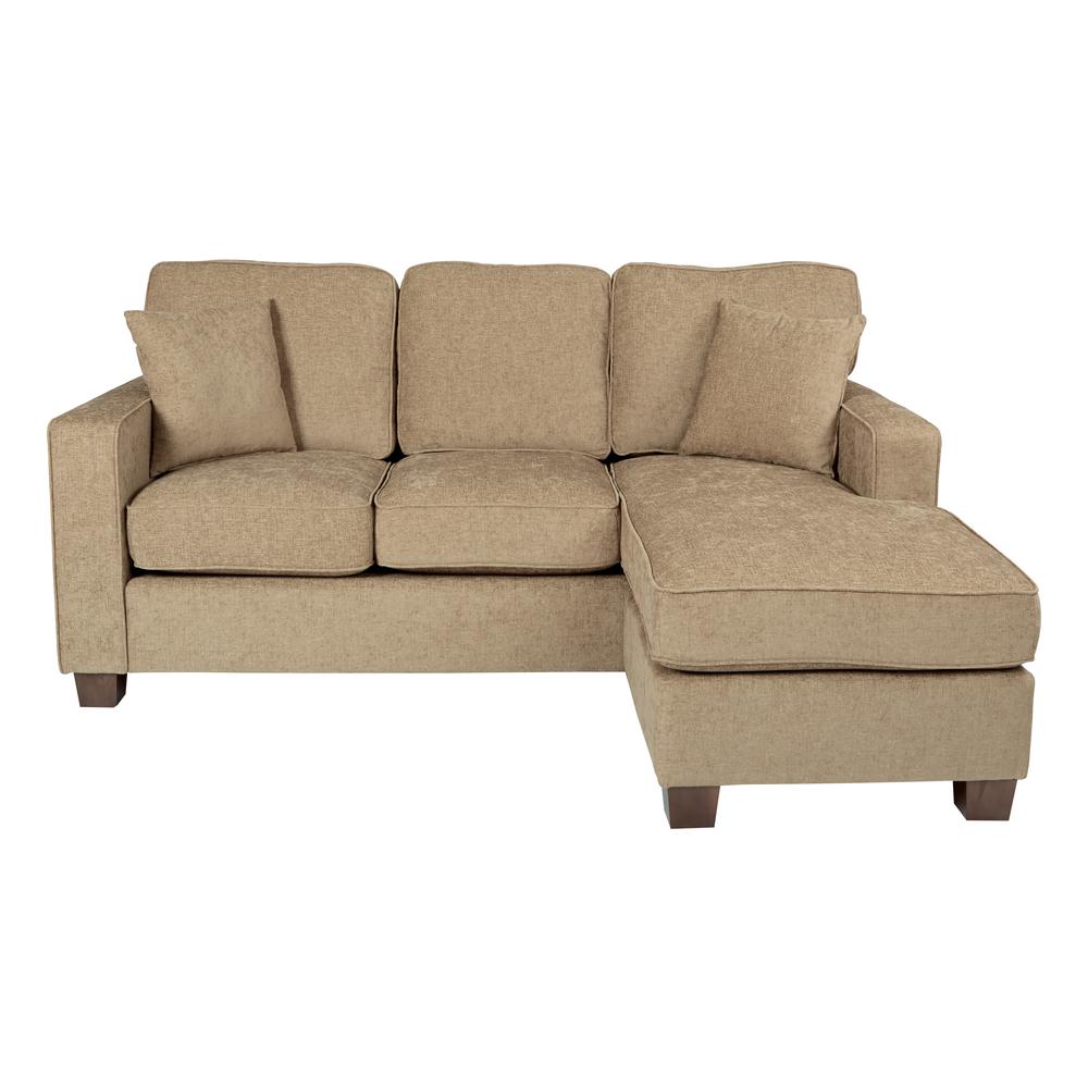 Russell Sectional in Earth fabric with 2 Pillows and Coffee Finished Legs, RSL55-SK334. Picture 3