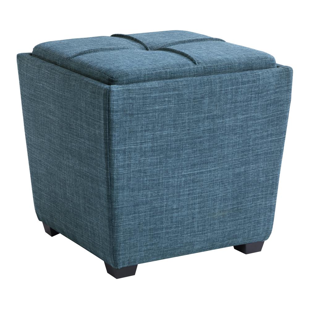 Rockford Storage Ottoman in Blue Fabric, RCK361-M21. Picture 1