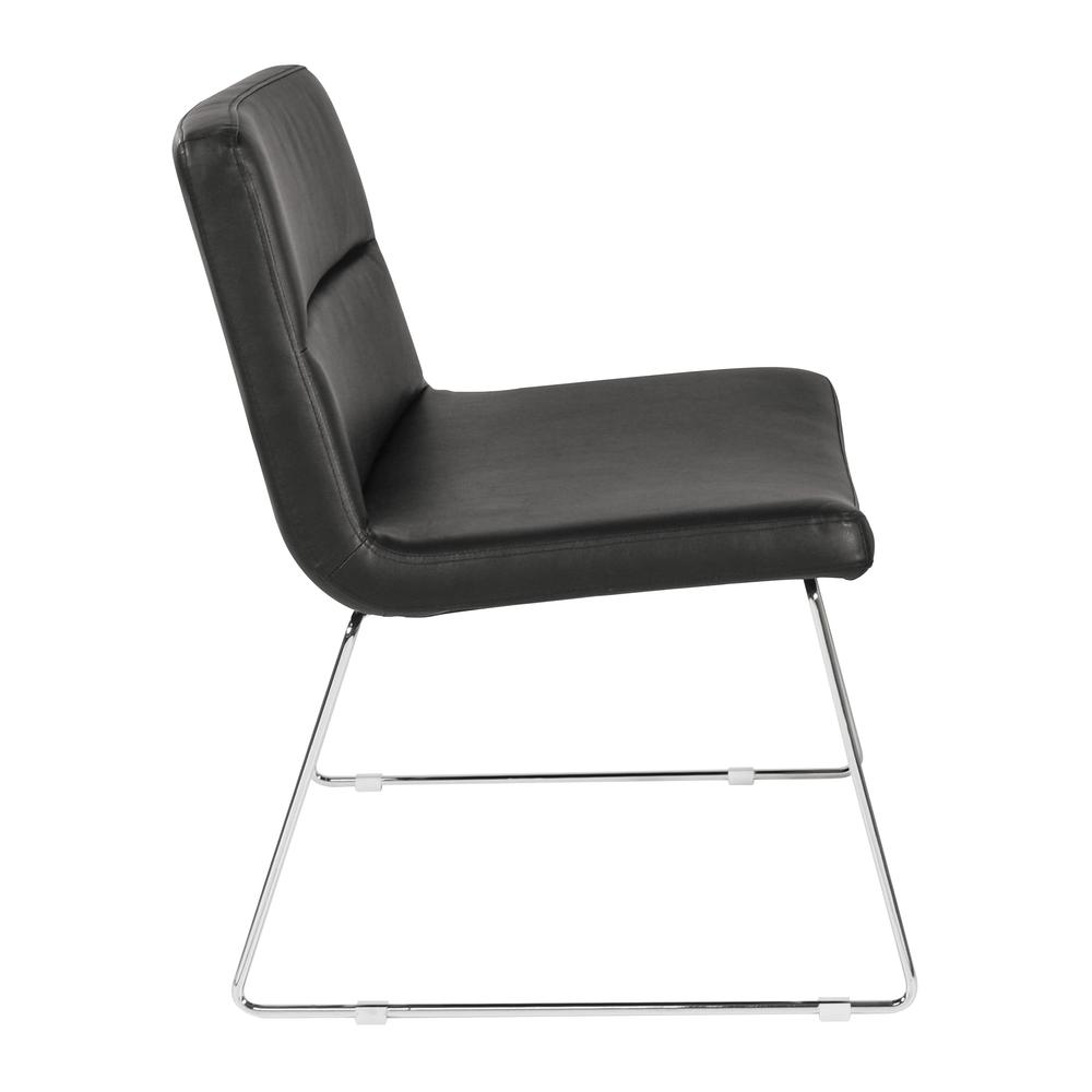 Thompson Chair in Black Faux Leather with Chrome Sled Base, THP-U6. Picture 3