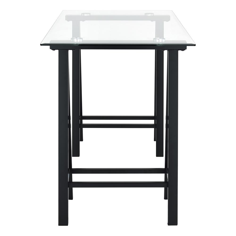 Middleton Desk with Clear Glass Top and Black Base, MDL4724-BLK. Picture 4