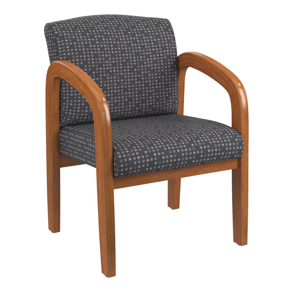 Medium Oak Finish Wood Visitor Chair in Fine Tune Ash fabric, WD380-K102. The main picture.