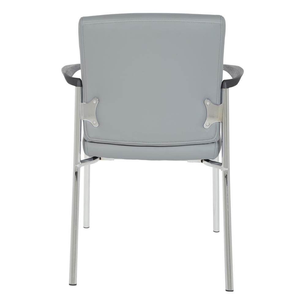 Guest Chair in Charcoal Grey Faux Leather with Chrome Frame, FL38610C-U42. Picture 4