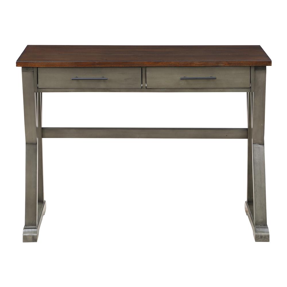 Jericho Rustic Writing Desk w/ Drawers in Slate Grey Finish. Picture 3