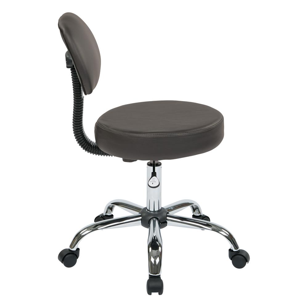 Pneumatic Drafting Chair with Stool and Back. Heavy Duty Chrome Base with Dual Wheel Carpet Casters. Height Adjustment 19.5" to 24.5", ST235V-R111. Picture 3