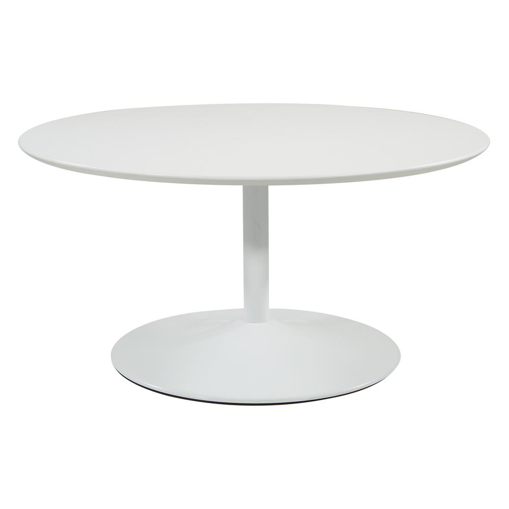 Flower Coffee Table with White Top and White Base, FLWA2140-WHT. Picture 1