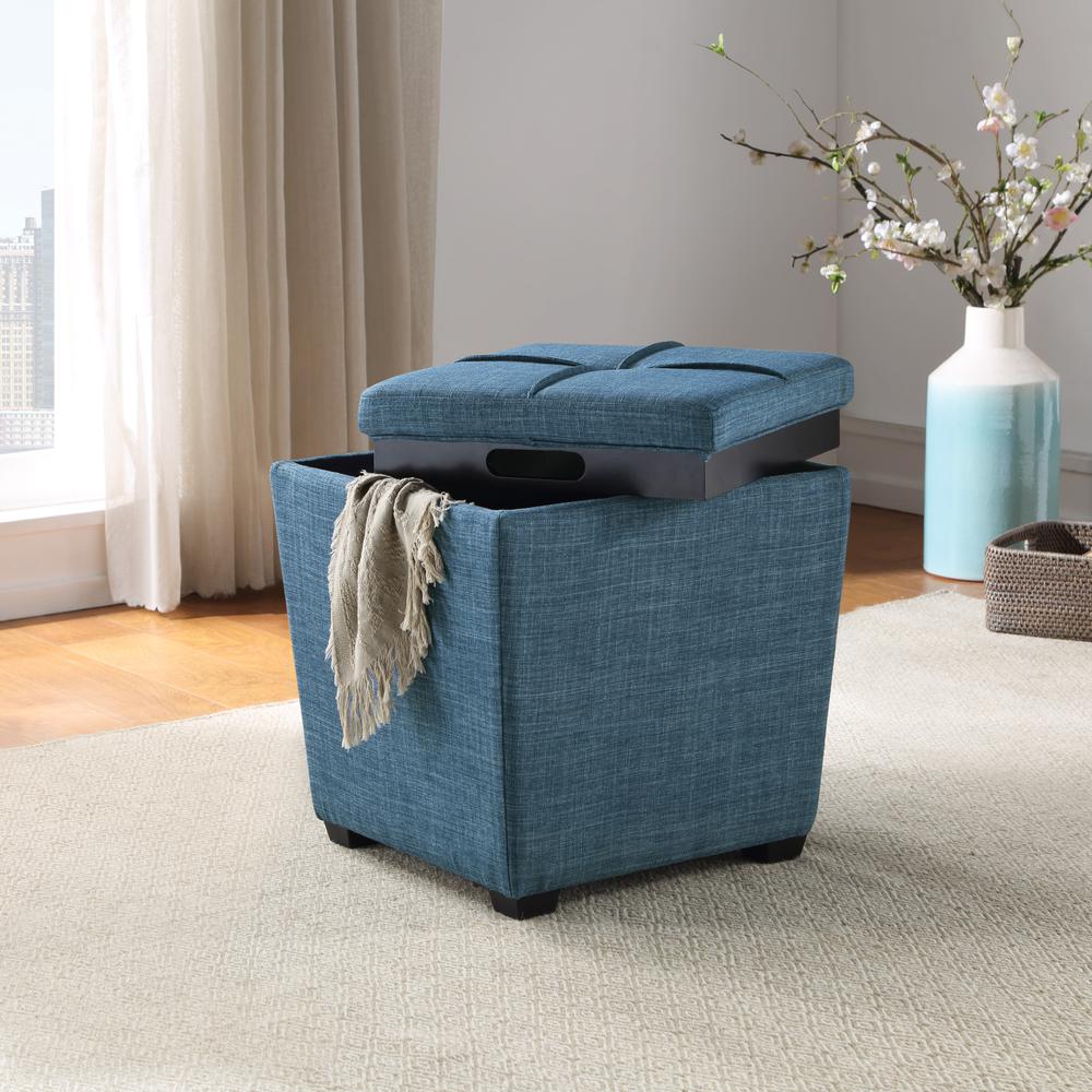 Rockford Storage Ottoman in Blue Fabric, RCK361-M21. Picture 4