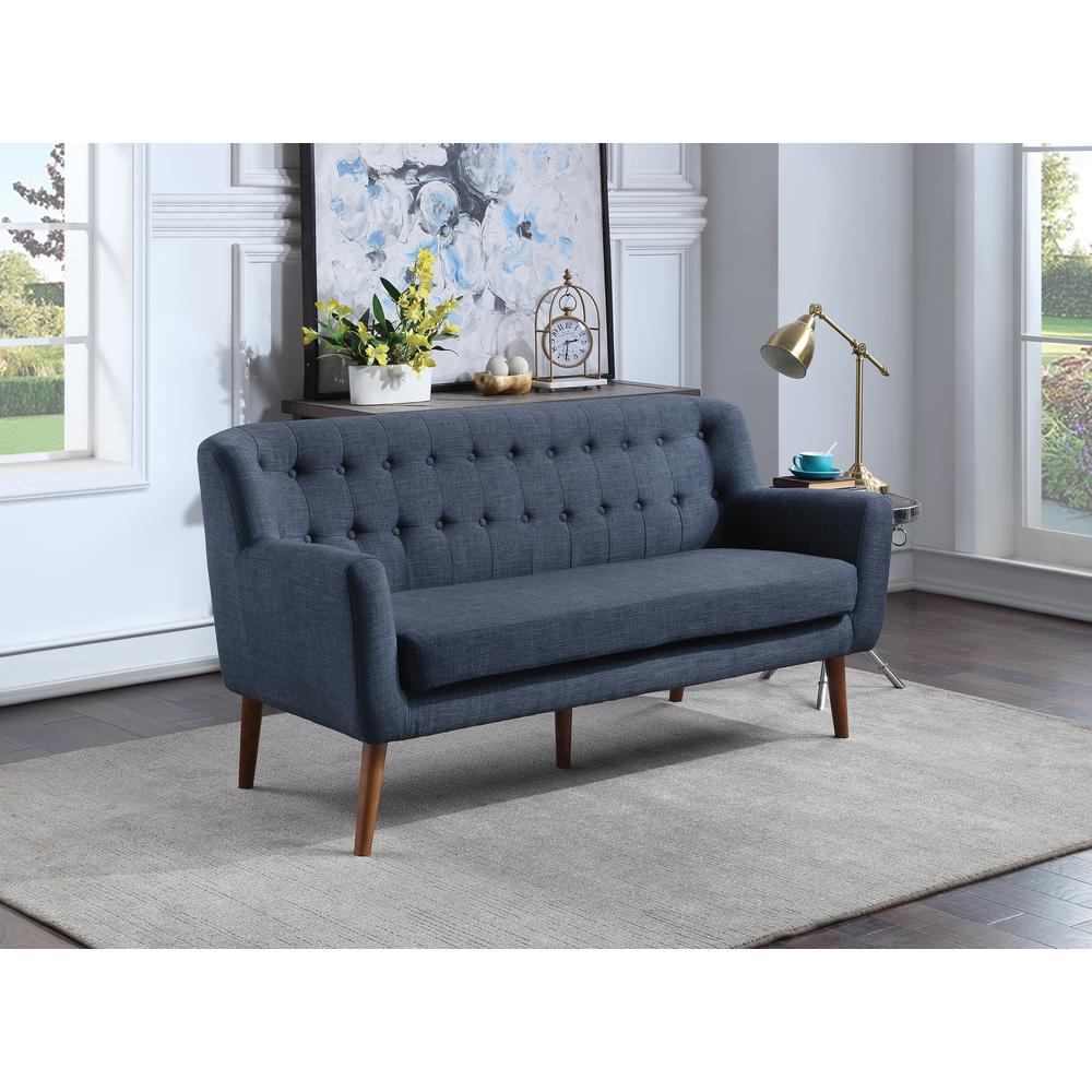 Mill Lane Mid-Century Modern 68” Tufted Sofa in Navy Fabric, MLL53-M19. Picture 5