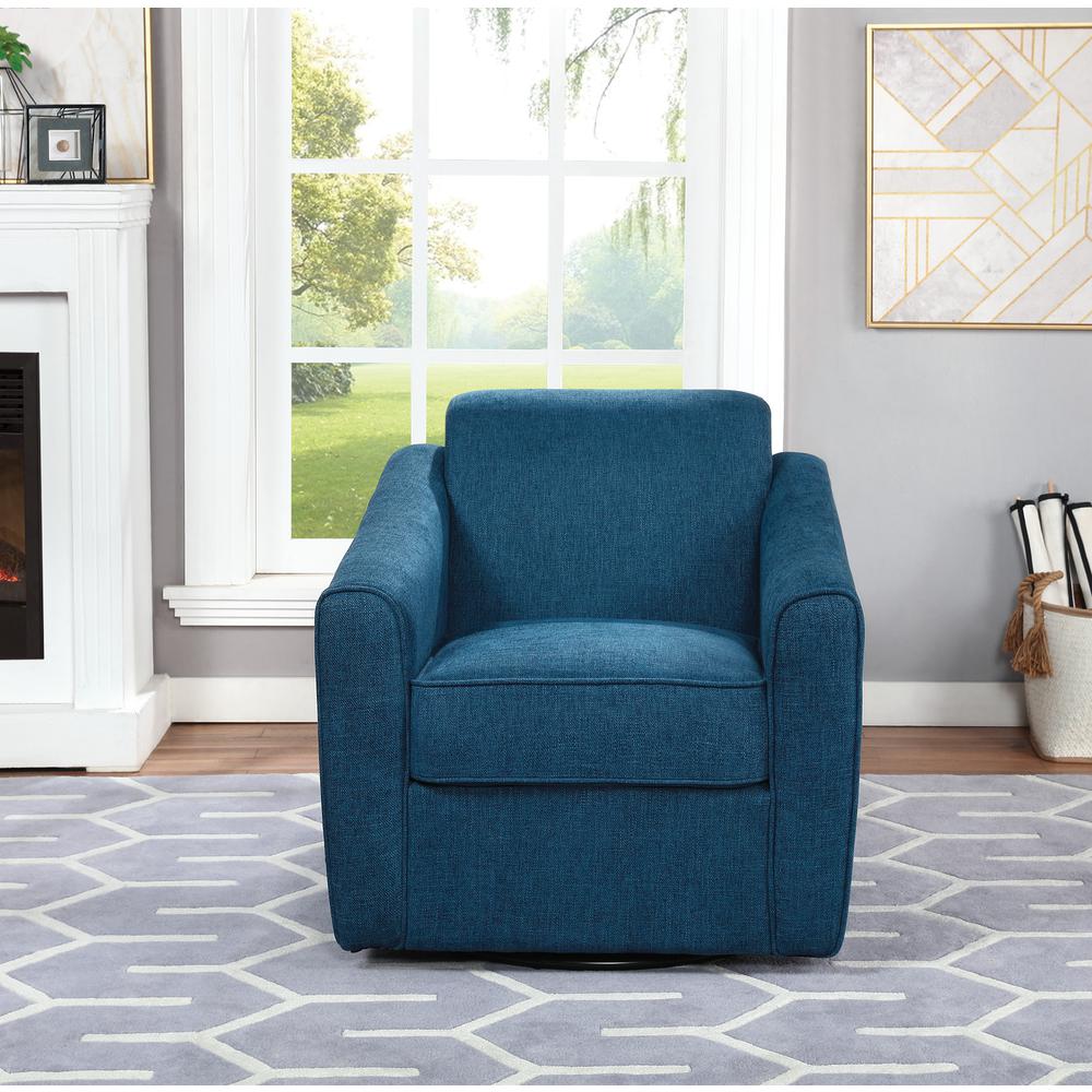 Cassie Swivel Arm Chair in Navy Fabric, CSS-N21. Picture 5