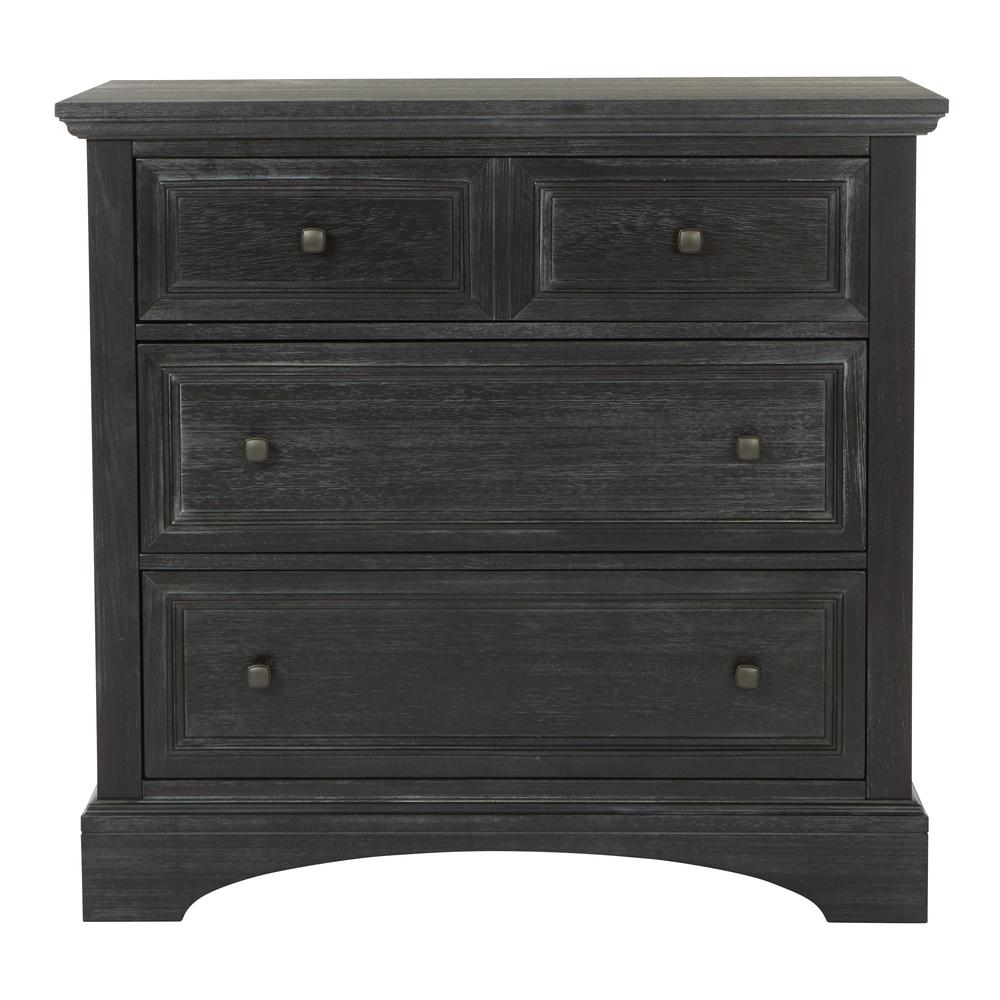 Farmhouse Basics 3 Drawer Chest in Rustic Black, BP-4200-04B. Picture 3