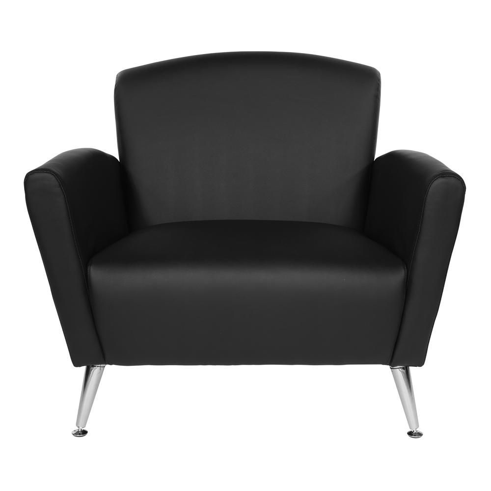 Club Chair in Dillon Black Bonded Leather with Chrome Legs KD, SL50551-R107. Picture 2