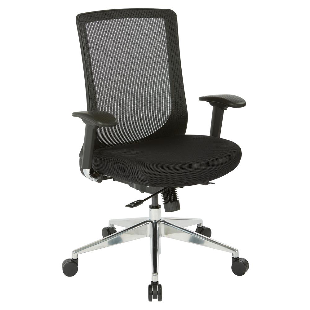 High Back Black Vertical Mesh Chair with Black Fabric Seat, Height Adjustable Arms, Seat Slider, and Angled Chrome Base, 521-3T1P96A8. Picture 1