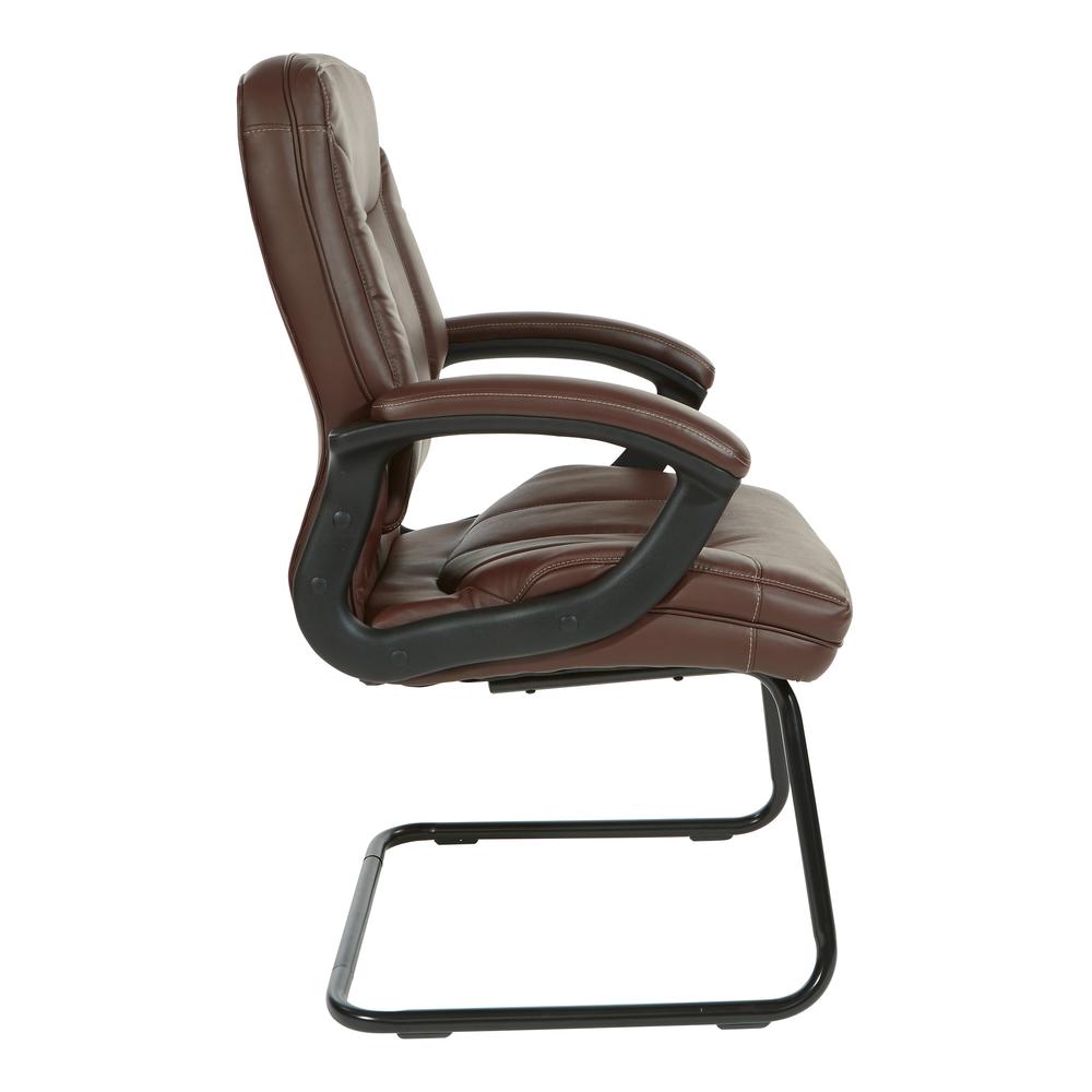 Executive Chocolate Faux Leather Visitor Chair with Contrast Stitching, FL6085-U24. Picture 3