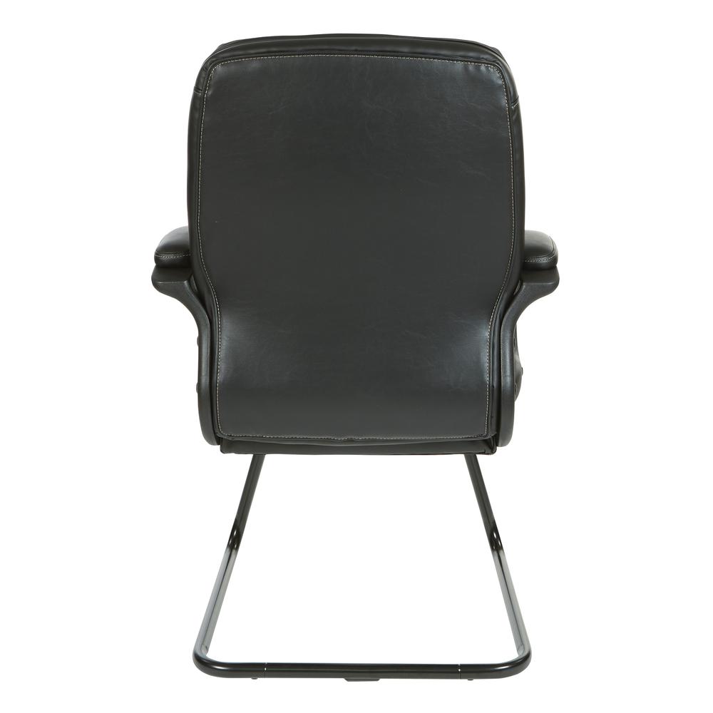 Executive Black Faux Leather Visitor Chair with Contrast Stitching, FL6085-U15. Picture 4