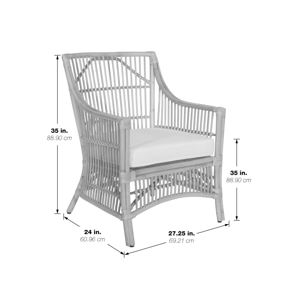 Maui Chair with Cream Cushion and Grey Washed Rattan Frame, MAU-GRY. Picture 2