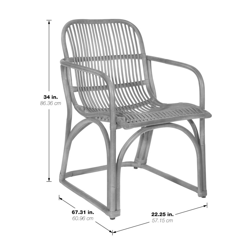 Hastings Chair with Grey Wash Rattan Frame and Sled Base ASM, HAS-GRY. Picture 2