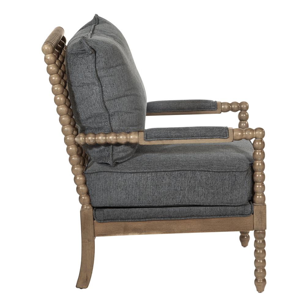 Fletcher Spindle Chair in Charcoal Fabric with Rustic Brown Finish. Picture 2