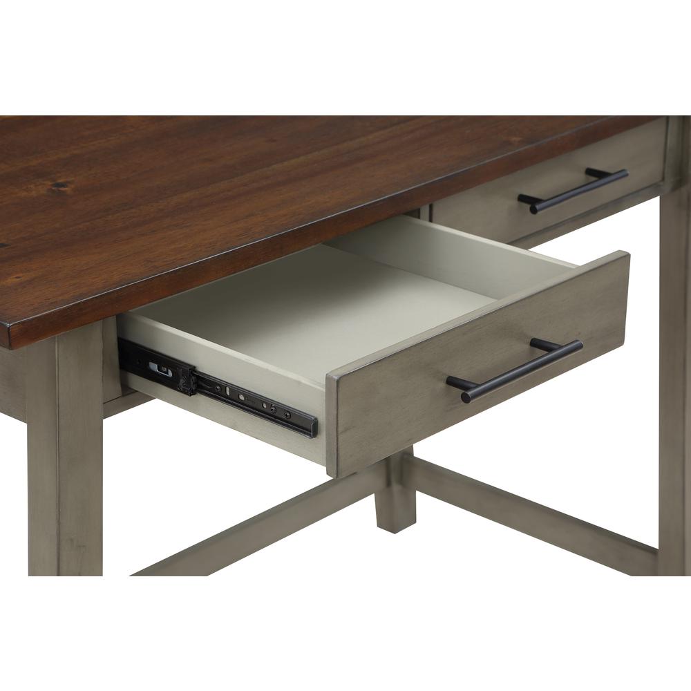 Milford Rustic Writing Desk w/ Drawers in Slate Grey Finish. Picture 8