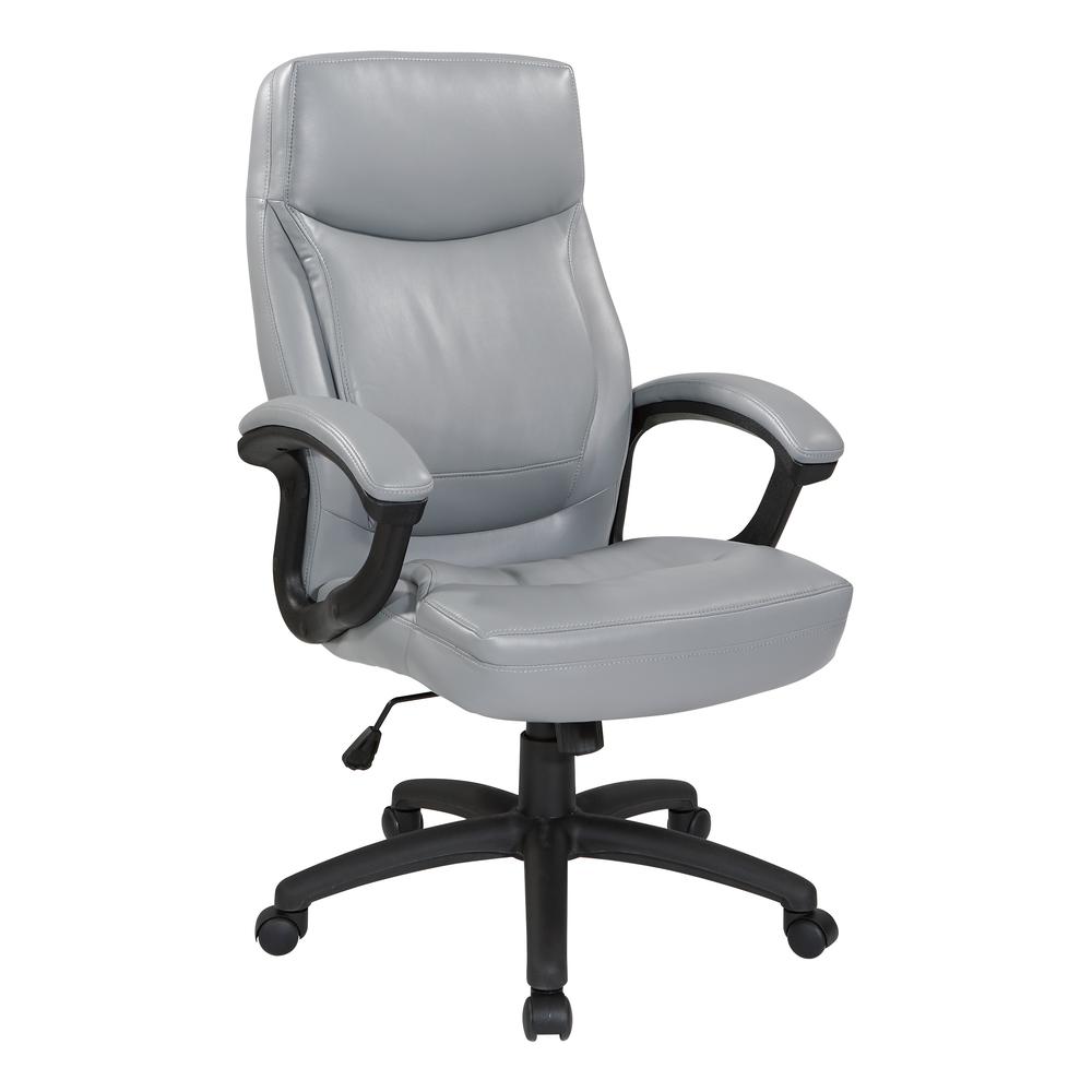 Executive High Back Charcoal Grey Bonded Leather Chair with Locking Tilt Control and Match Stitching, EC6583-EC42. Picture 1