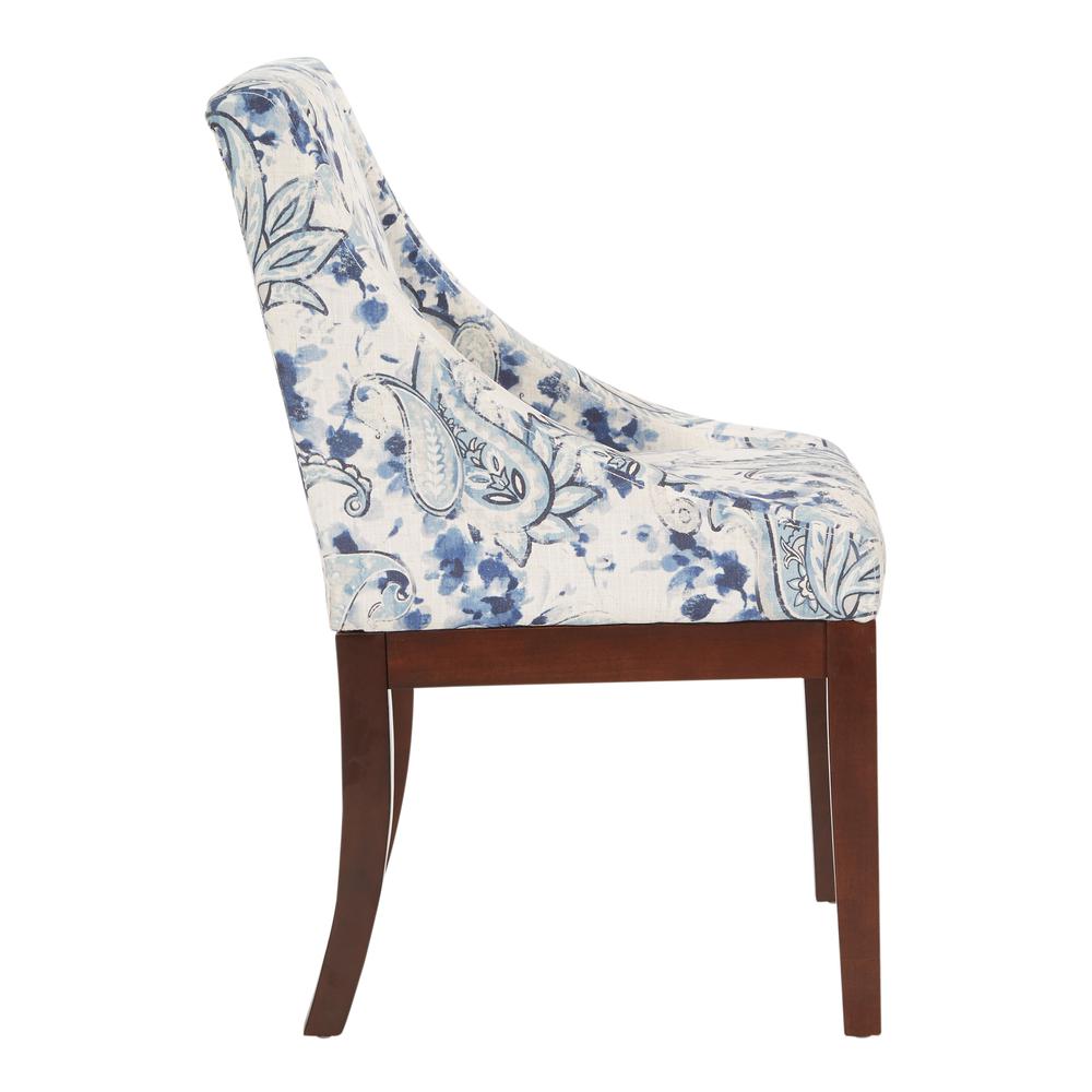 Monarch Dining Chair in Paisley Blue with Medium Espresso Wood Legs, MNA-P63. Picture 4