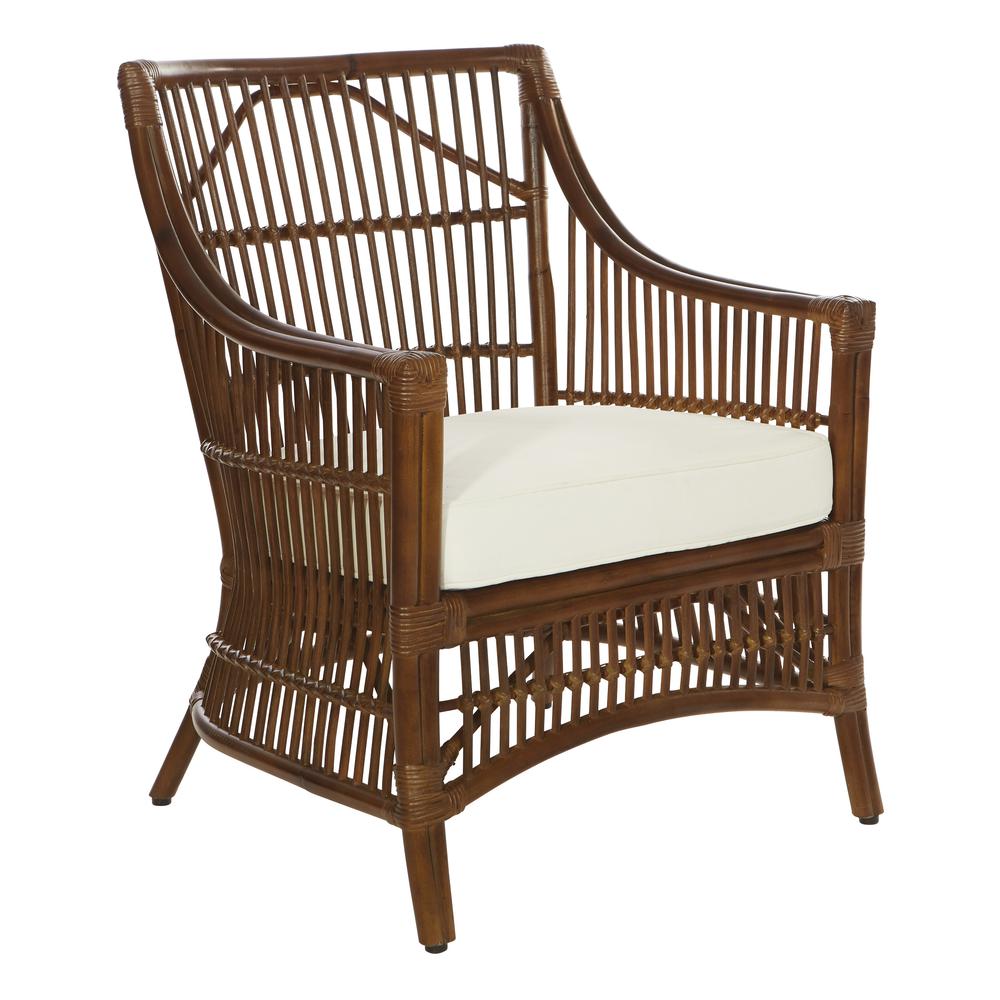 Maui Chair with Cream Cushion and Brown Washed Rattan Frame, MAU-BRS. Picture 1
