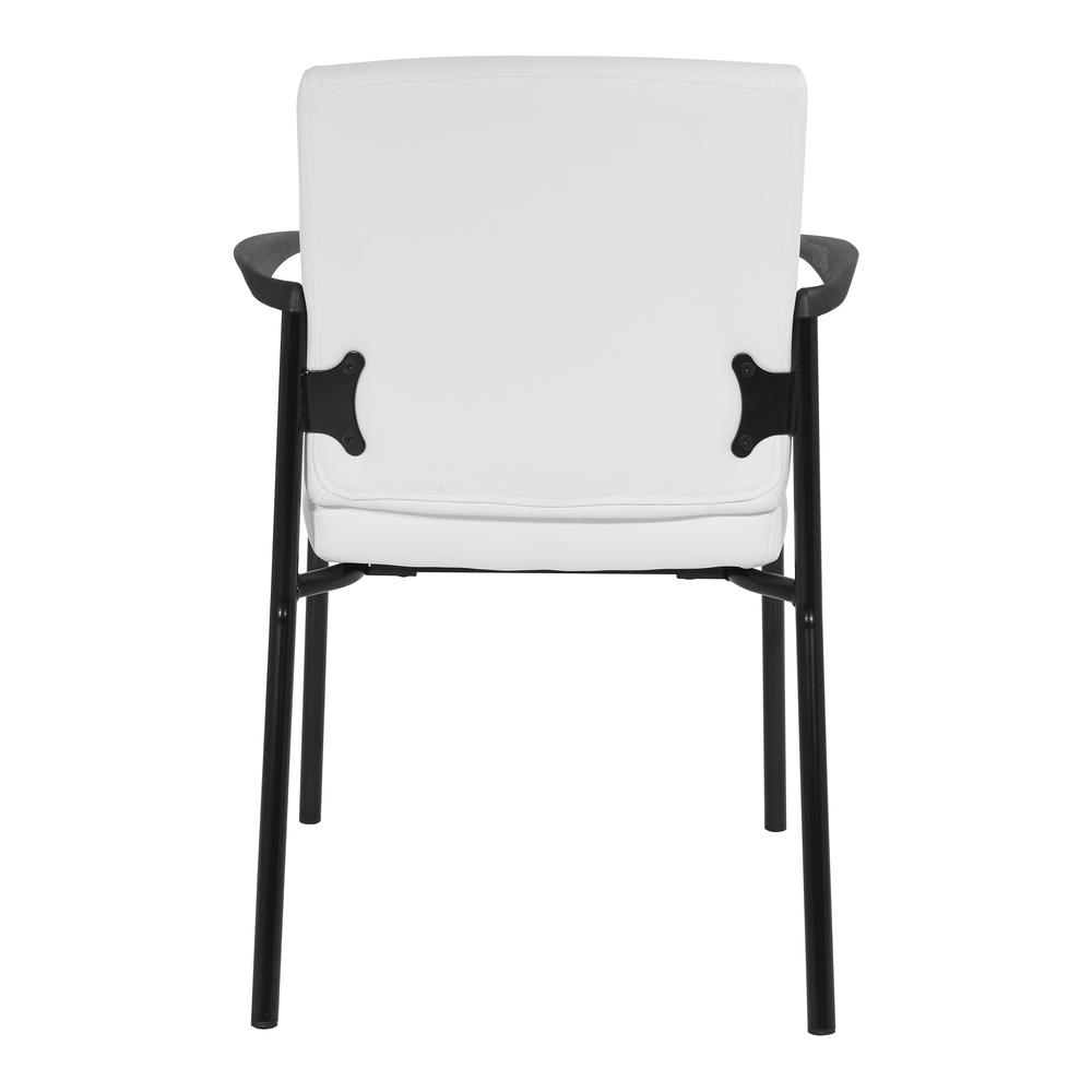Guest Chair in White Faux Leather with Black Frame, FL38610-U11. Picture 4