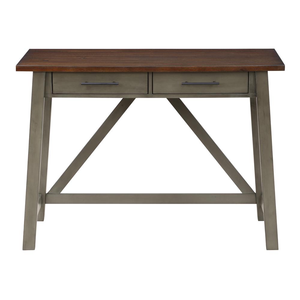 Milford Rustic Writing Desk w/ Drawers in Slate Grey Finish. Picture 3